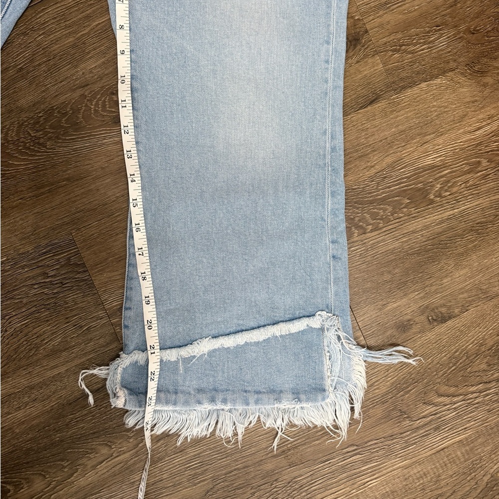 Liverpool Light Wash Wide Leg Frayed Hem Jeans - Picture 4 of 6